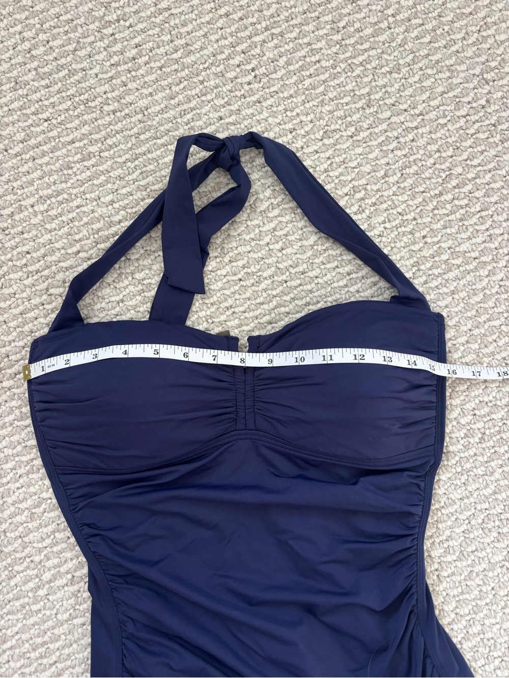 Tommy Bahama Women’s Size 12 Swimsuit One Piece Navy Blue Ruched Tie - Picture 10 of 12